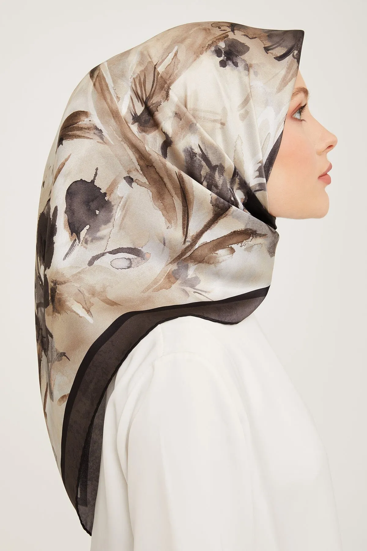 Armine Iris Floral Silk Scarf #55