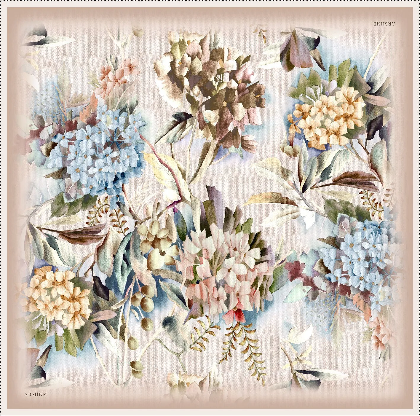 Armine Victoria Classy Floral Silk Scarf No.35