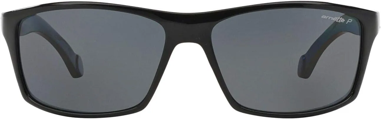 Arnette AN4207 Boiler Rectangular Sunglasses, Black/Grey Polarized, 61 mm
