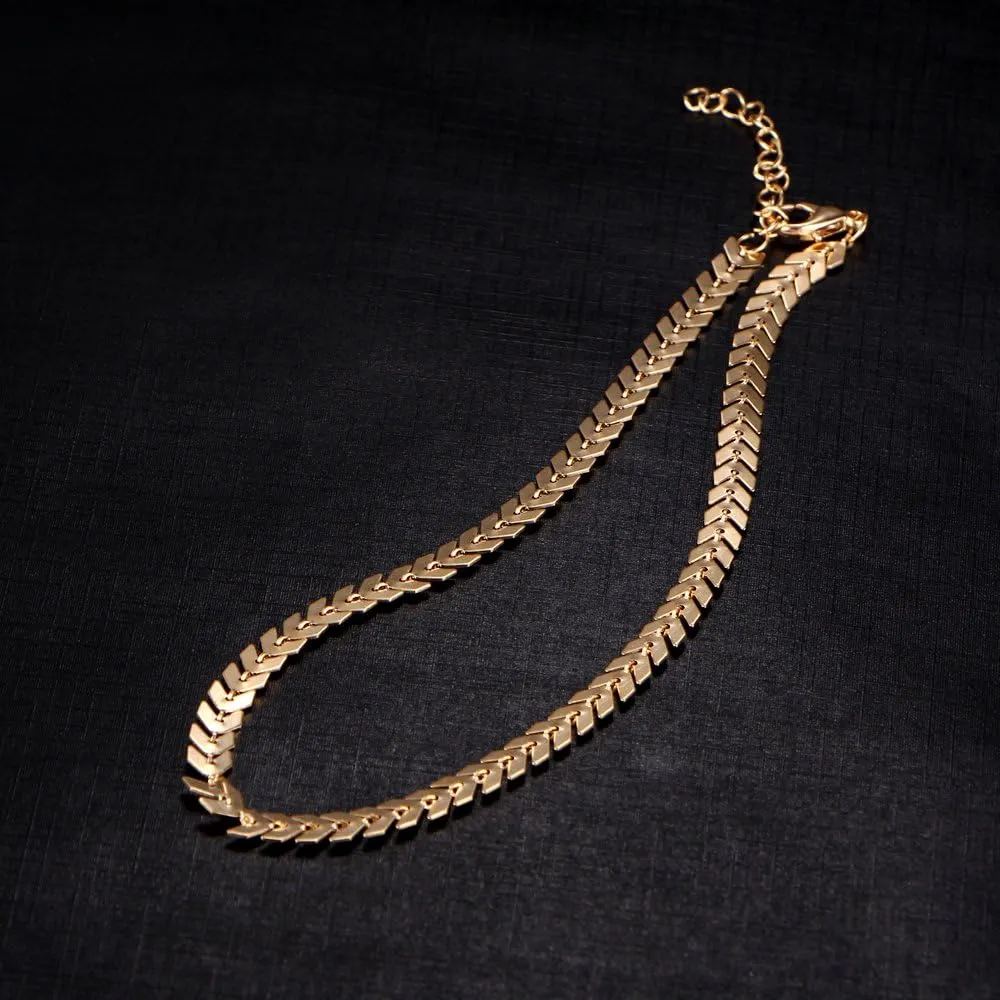 Arrow Leaf Short Choker Necklaces African Statement Jewelry 16" Extender 2"
