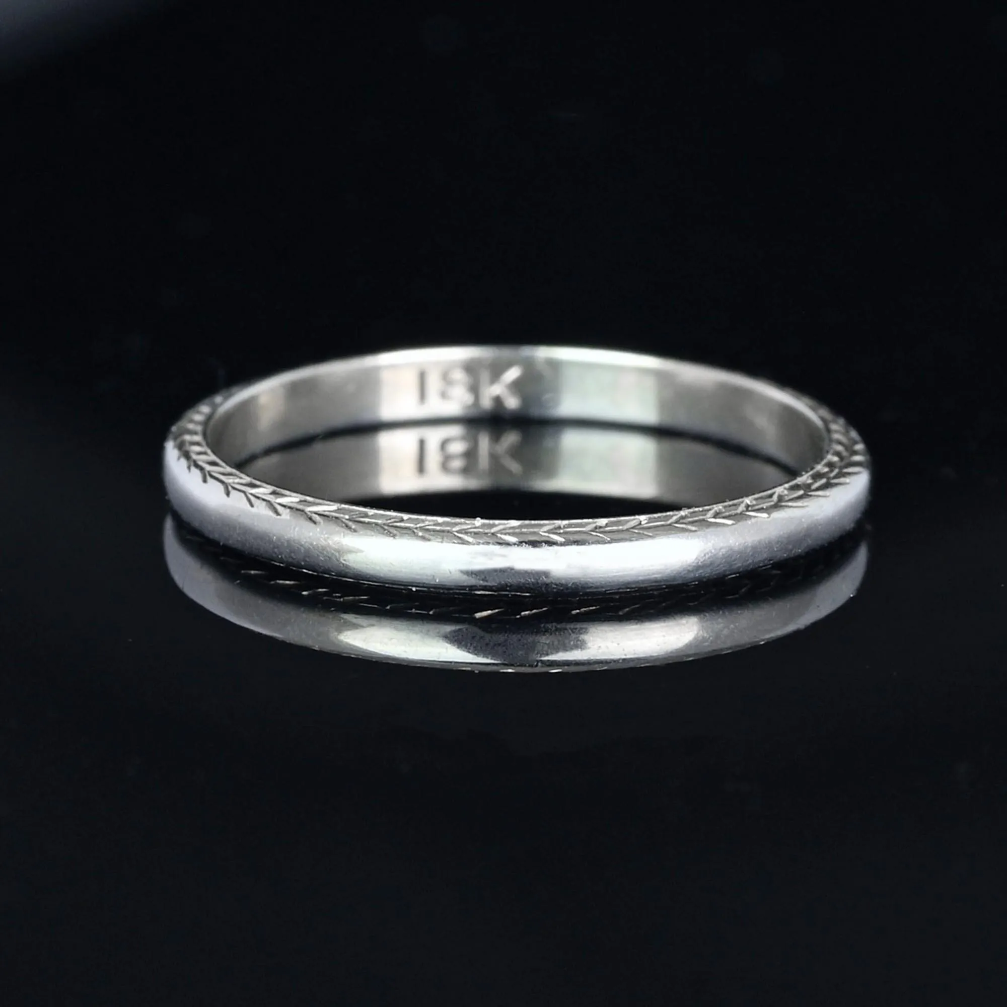 Art Deco 18K White Gold Eternity Wedding Band Ring