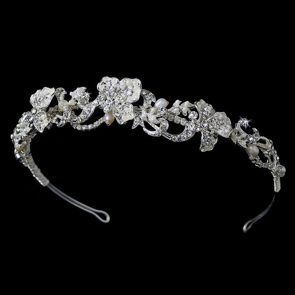 Artistic Freshwater Pearl & Crystal Wedding Headband