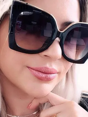 ASHORESHOP Overszie Black Cat Eye Women Sunglasses