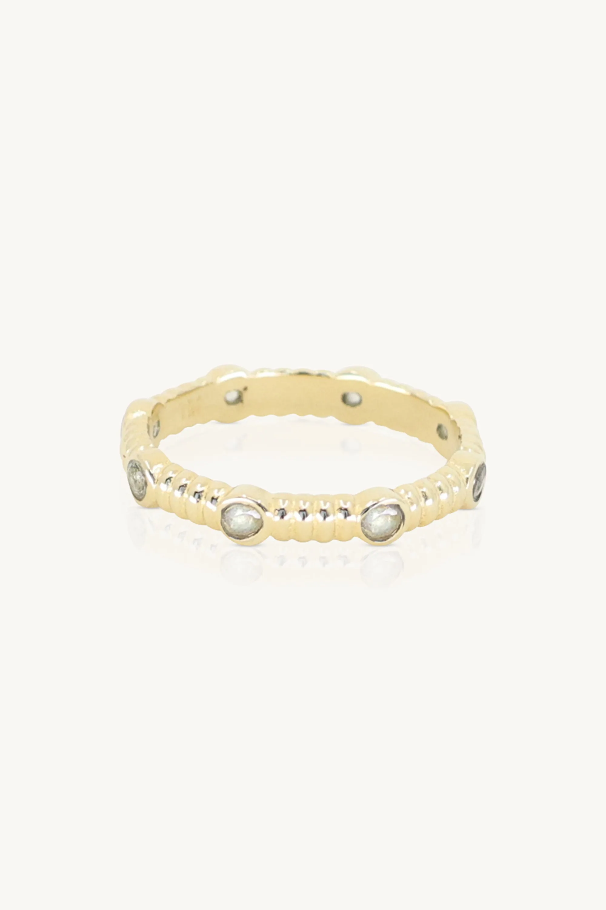 Asymmetric Moonstone Gold Stacker