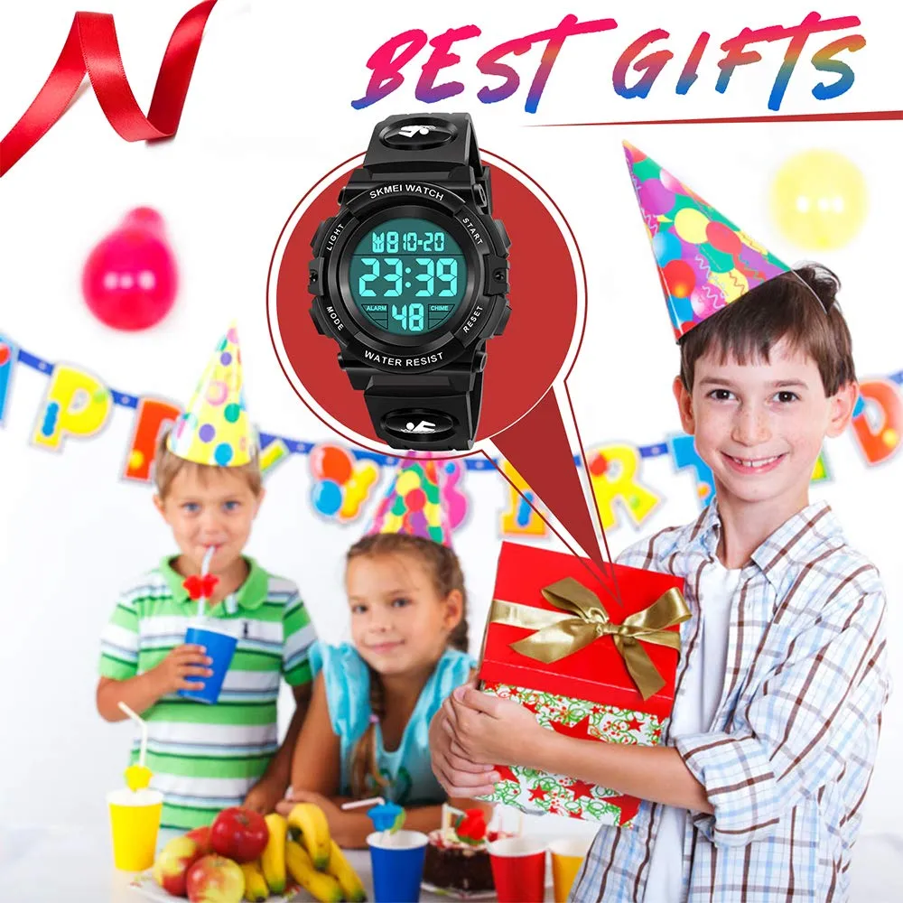 ATIMO LED 50M Waterproof Sports Digital Watch for Kids - Kids Gifts Black