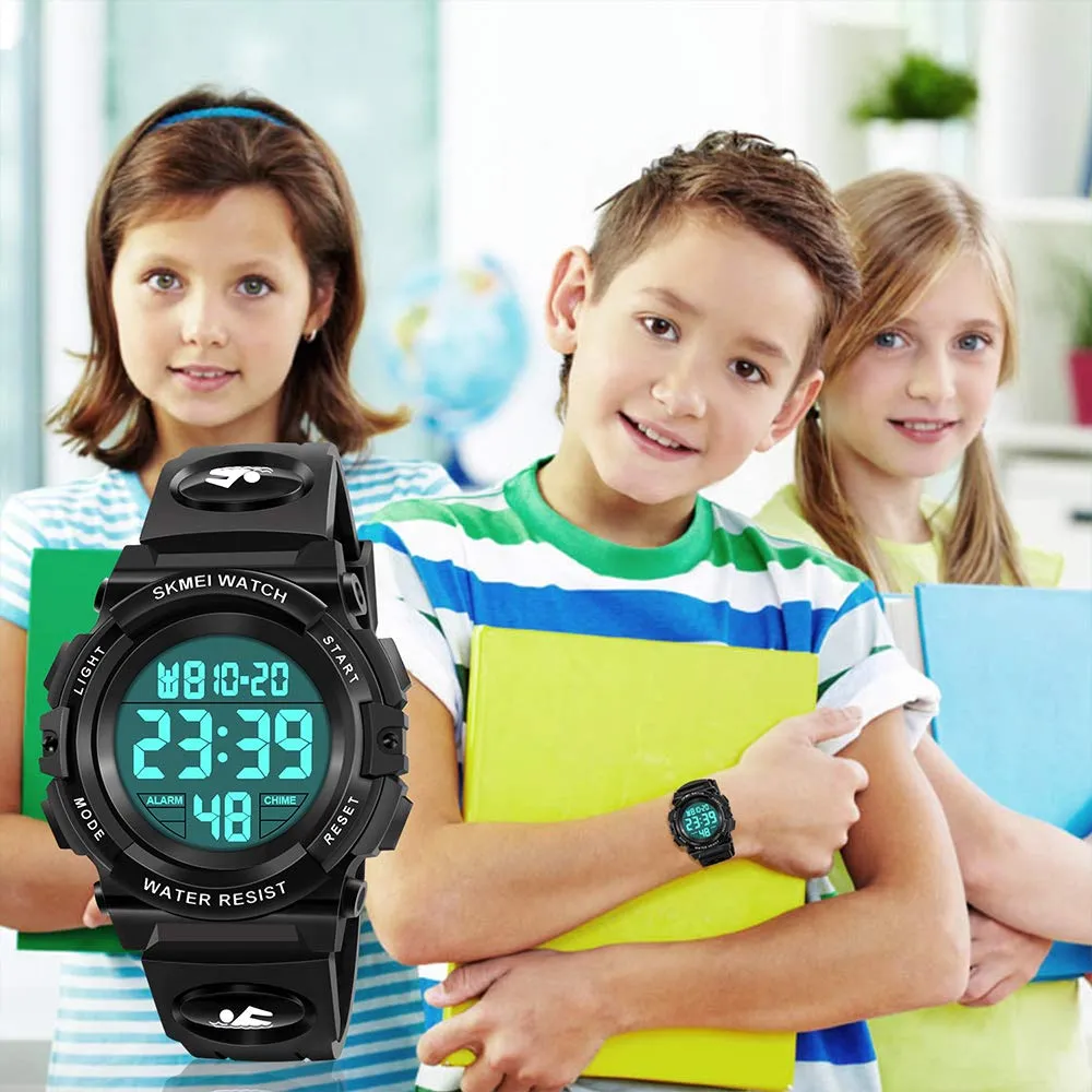 ATIMO LED 50M Waterproof Sports Digital Watch for Kids - Kids Gifts Black