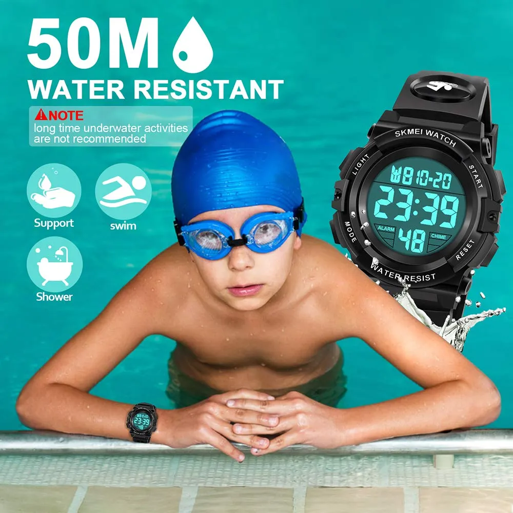 ATIMO LED 50M Waterproof Sports Digital Watch for Kids - Kids Gifts Black