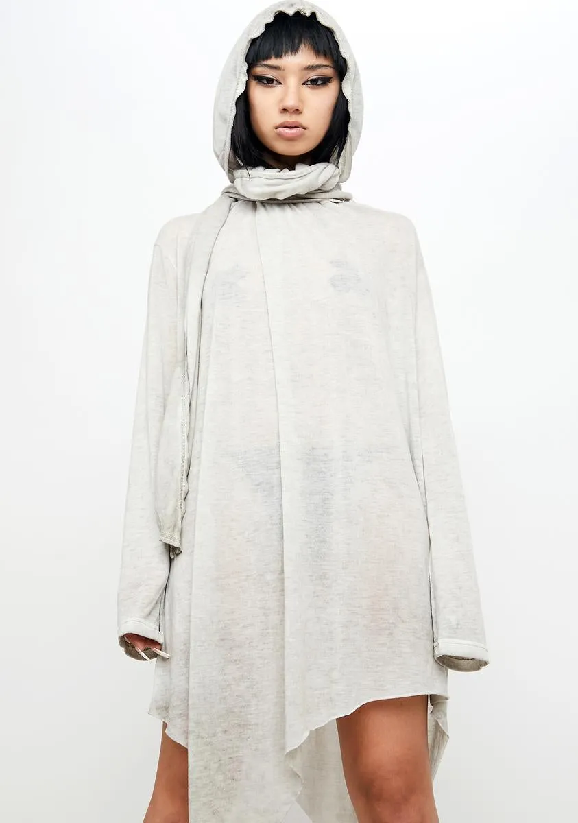 Atmosphere Unisex Hooded Asymmetrical Top With Scarf