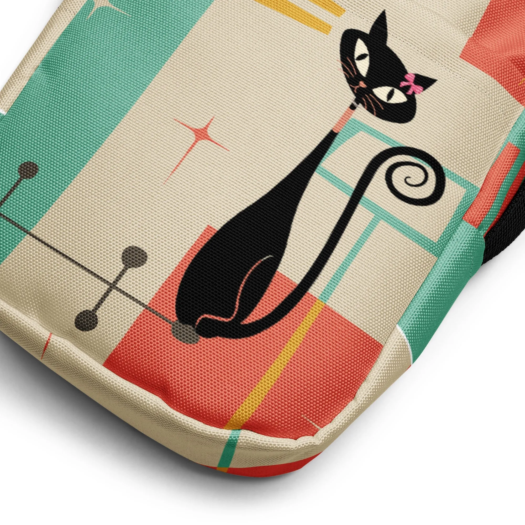 Atomic Cat Mid Century Everyday Purse, Retro 50s MCM Crossbody Sling Bag, Funky Vintage Shoulder Bag