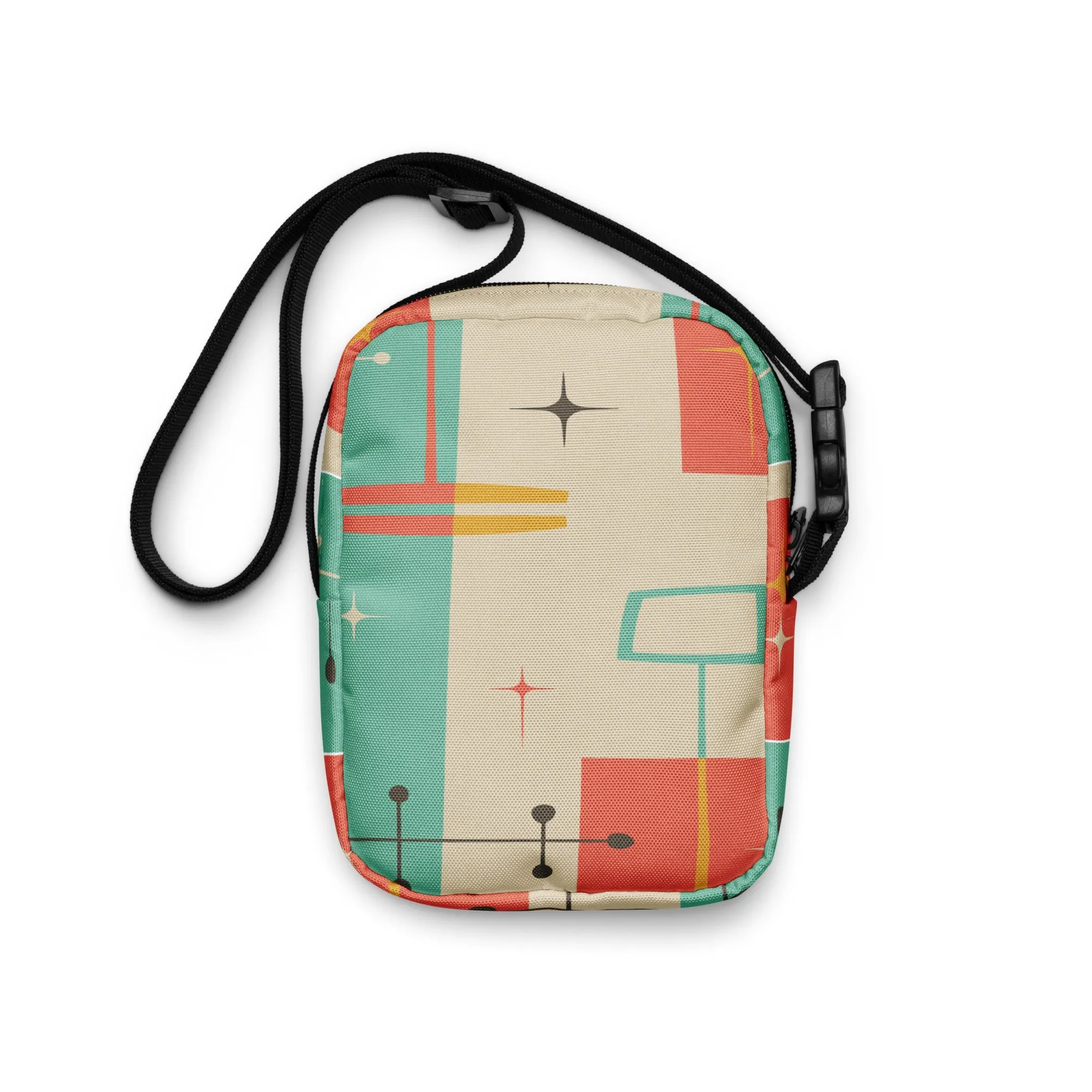 Atomic Cat Mid Century Everyday Purse, Retro 50s MCM Crossbody Sling Bag, Funky Vintage Shoulder Bag