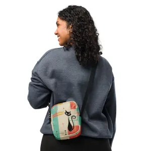 Atomic Cat Mid Century Everyday Purse, Retro 50s MCM Crossbody Sling Bag, Funky Vintage Shoulder Bag