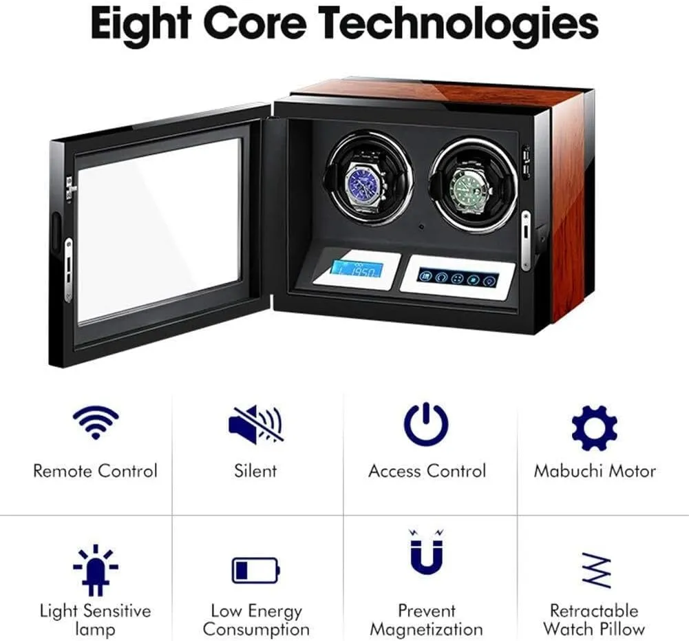 Automatic Watch Winder Box with Remote Control & LCD Touch Screen, Quiet Motor, LED Light, 2 0 Capacity - Large Capacity Gift for Men & Women(12 0)