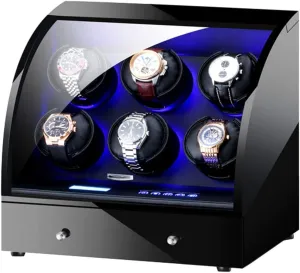 Automatic Watch Winder Box Wooden Storage Case with Remote Control LCD Touch Screen Soft Leather Watch Pillows