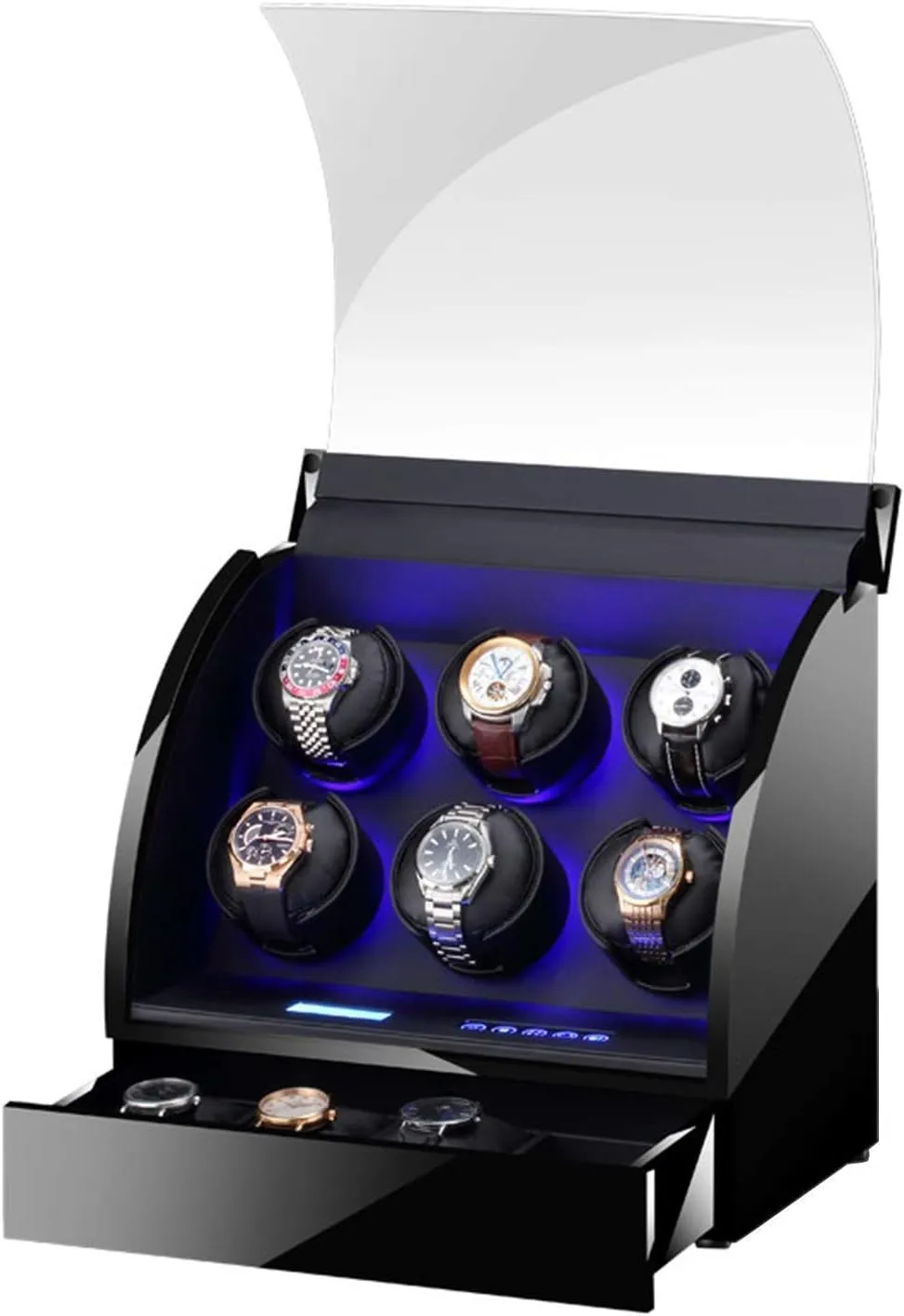 Automatic Watch Winder Box Wooden Storage Case with Remote Control LCD Touch Screen Soft Leather Watch Pillows