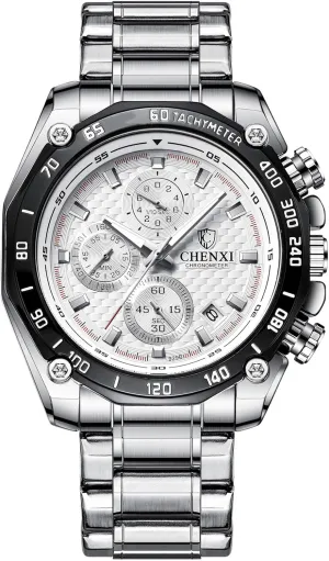 Avaner Stainless Steel Wrist Watches, Men's Quartz Watches, Big face Watches with Luminous Hands