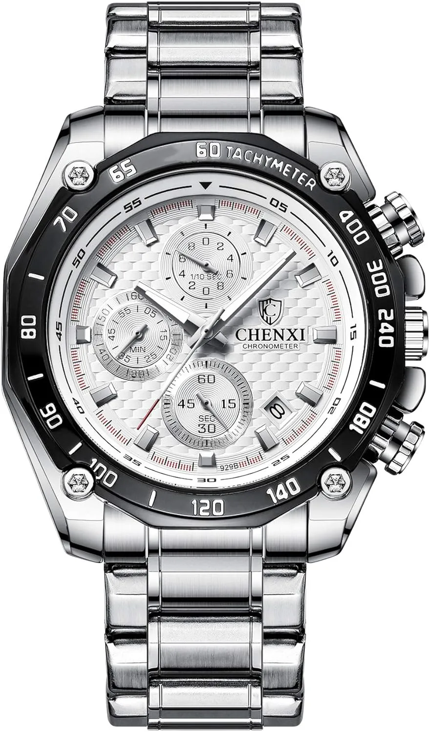 Avaner Stainless Steel Wrist Watches, Men's Quartz Watches, Big face Watches with Luminous Hands