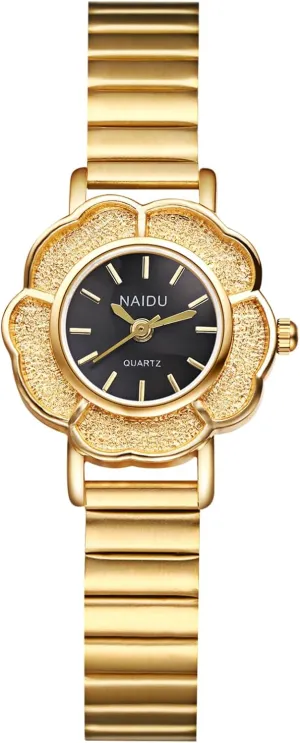 Avaner Women's Stainless Steel Watches: Ultra-Thin Slim Strap Flower-Shaped Small Face Ladies Elegant Dress Wrist Watches
