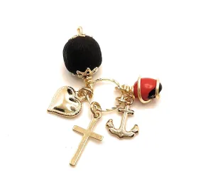 Azabache Charm, Tres Gracias Dije, Three Charm, Gold Plated Charm, Protection Jewelry, Gold Charm, Protection Charms, Women Jewelry, Charm Necklace, Charm Bracelet Chain, Lucky Charm.