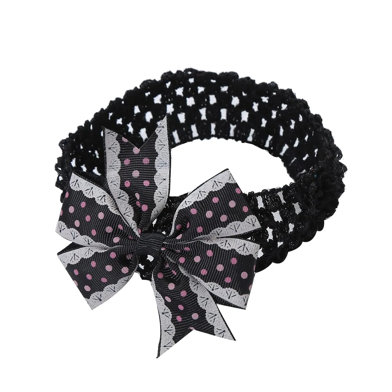 Baby Casual Hair Band Toddler Baby Girls Headband Dot Prints Bowknot Elastic Hair Band For Infant Child Headband (Black, One Size)