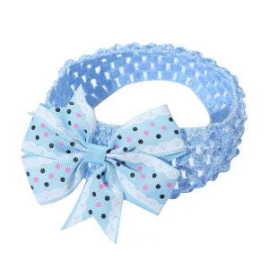 Baby Casual Hair Band Toddler Baby Girls Headband Dot Prints Bowknot Elastic Hair Band For Infant Child Headband (Blue, One Size)