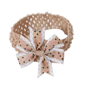 Baby Casual Hair Band Toddler Baby Girls Headband Dot Prints Bowknot Elastic Hair Band For Infant Child Headband (Coffee, One Size)