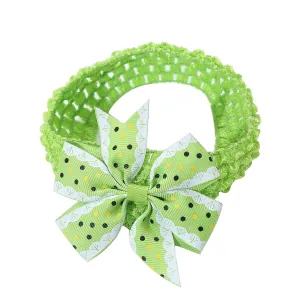 Baby Casual Hair Band Toddler Baby Girls Headband Dot Prints Bowknot Elastic Hair Band For Infant Child Headband (Green, One Size)