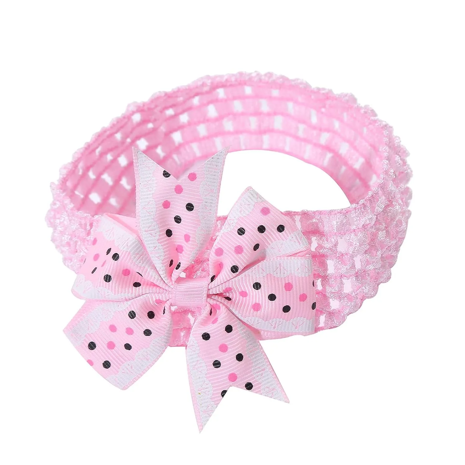 Baby Casual Hair Band Toddler Baby Girls Headband Dot Prints Bowknot Elastic Hair Band For Infant Child Headband (Pink, One Size)