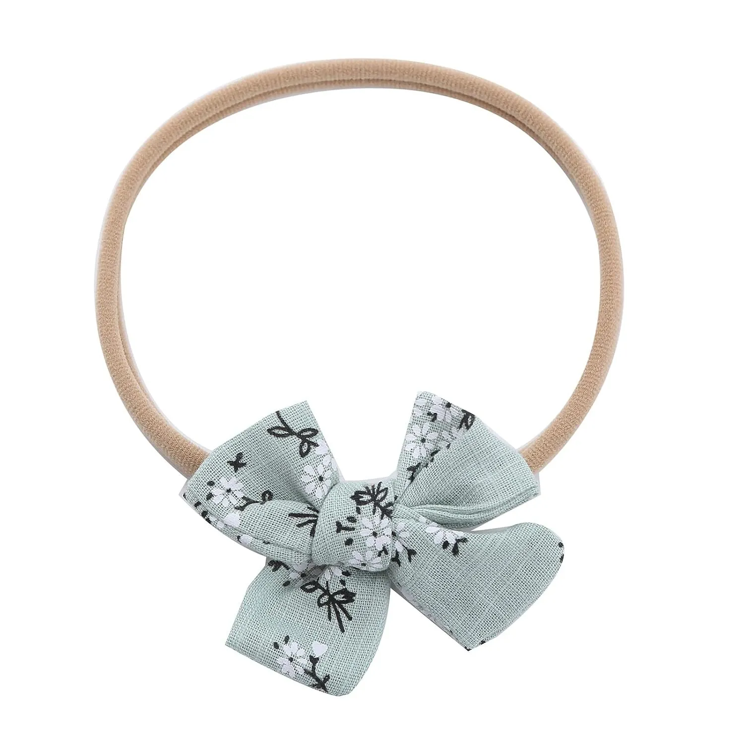 Baby Fashion Hair Band Toddler Baby Girls Floral Prints Headband Bowknot Elastic Hair Band For Infant Headwear (Green, One Size)