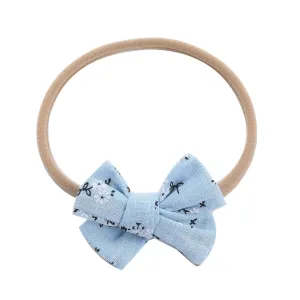 Baby Fashion Hair Band Toddler Baby Girls Floral Prints Headband Bowknot Elastic Hair Band For Infant Headwear (Light Blue, One Size)