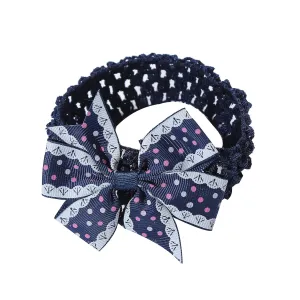 Baby Fashion Headwrap Toddler Baby Girls Headband Dot Prints Bowknot Elastic Hair Band For Infant Yoga (Navy, One Size)