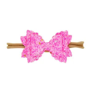 Baby Flower Hair Accessories Hair Bow Sequin Elastic Cute Hairband Bow Rope Baby Girls Baby Care Baby Headbands (C, One Size)