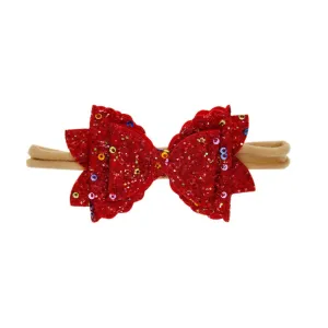 Baby Flower Hair Accessories Hair Bow Sequin Elastic Cute Hairband Bow Rope Baby Girls Baby Care Baby Headbands (E, One Size)