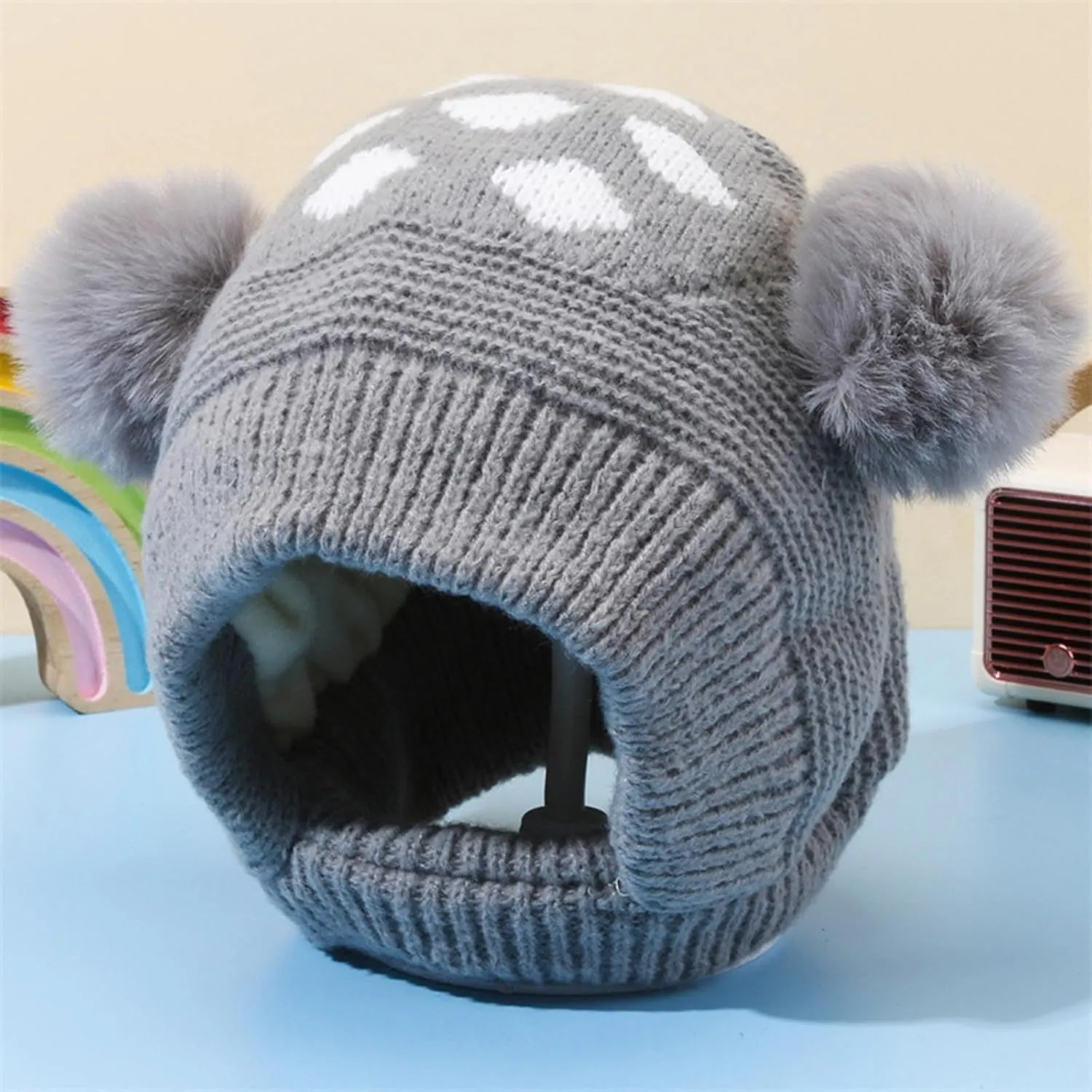 Baby Girl Hats Knit Baby Winter Hat Pom Pom Warm Boys Girls Beanies Kids Cap Baby Beanie Earflaps Hat