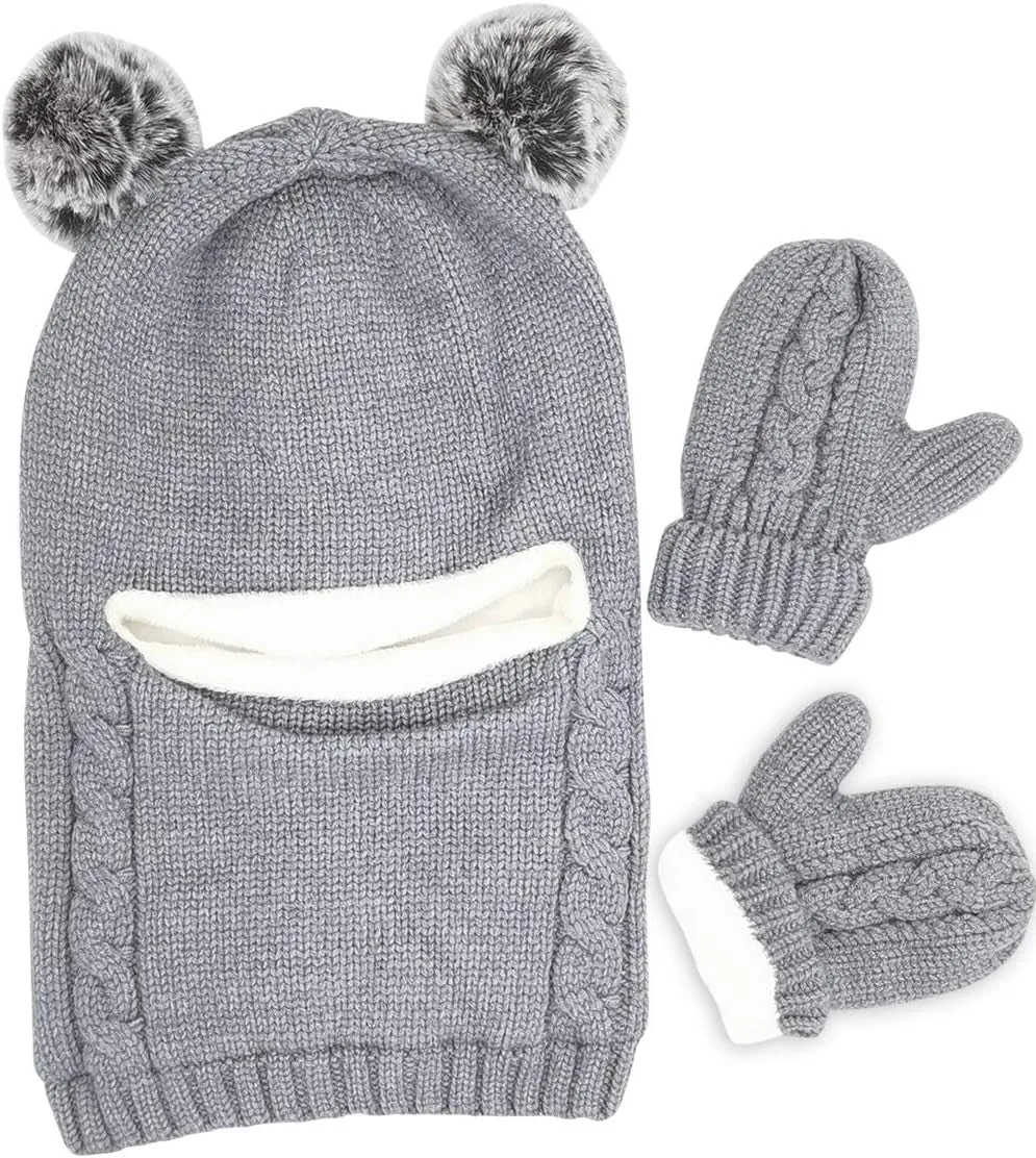 Baby Winter Hat Scarf Set, Unisex Infant Toddler Kids Hat Scarf