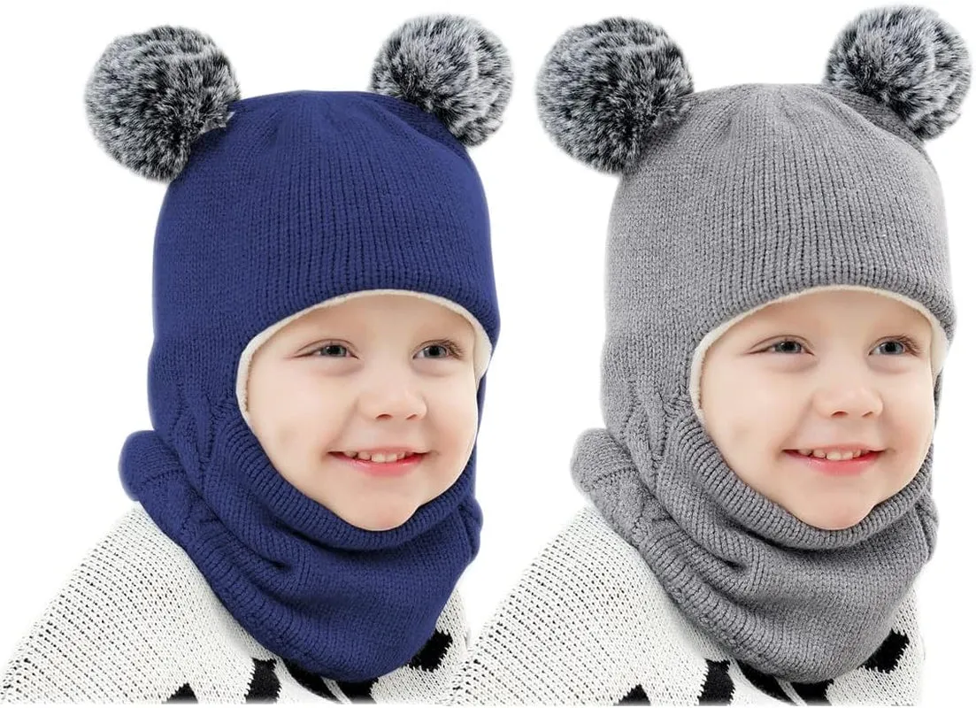 Baby Winter Hat Scarf Set, Unisex Infant Toddler Kids Hat Scarf