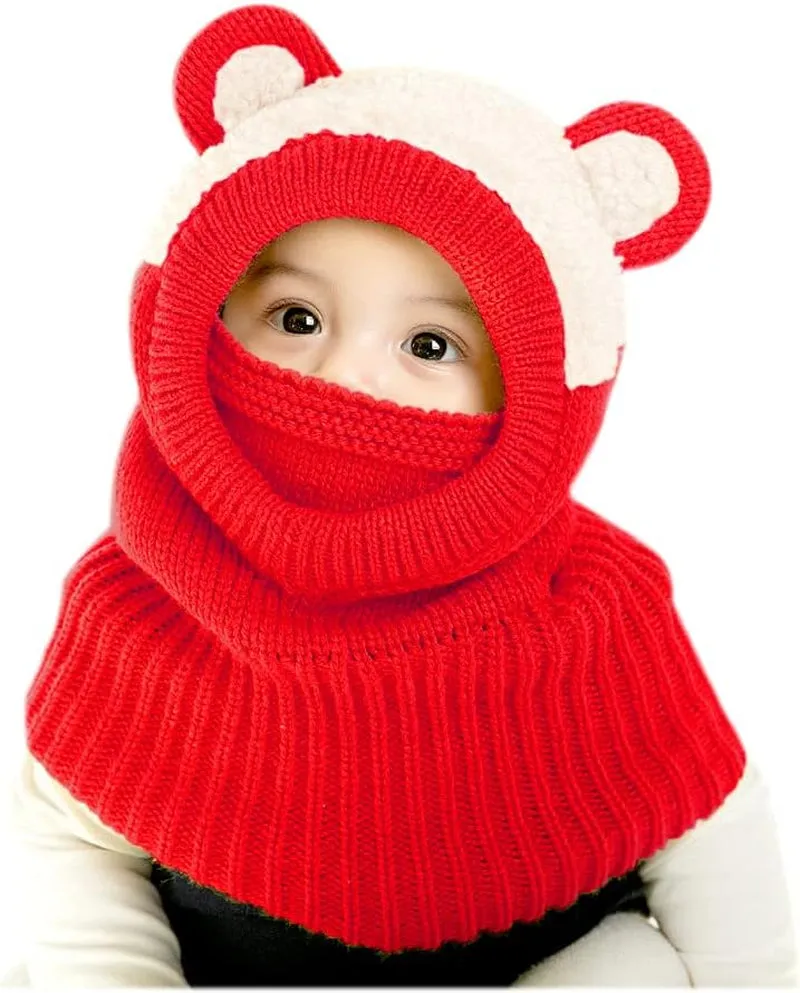 Baby Winter Hat Scarf Set, Unisex Infant Toddler Kids Hat Scarf