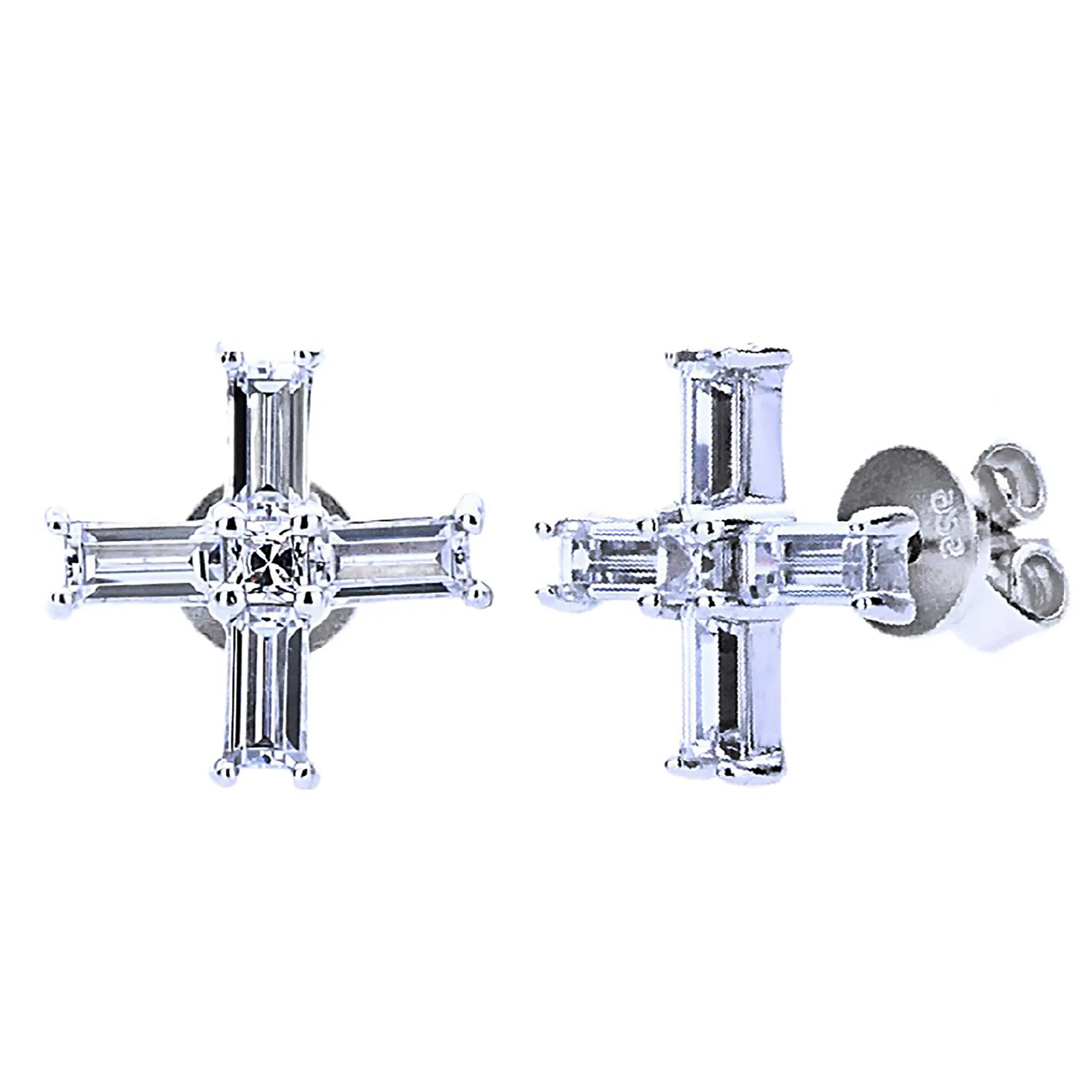 Baguette Cross Stud Earrings