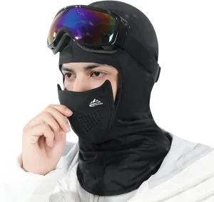 Balaclava,Neck Gaiter,Magnet Adsorption Masks, Automatic Closure,Ear Muffs,Full Face Mask,Black Noir Costume