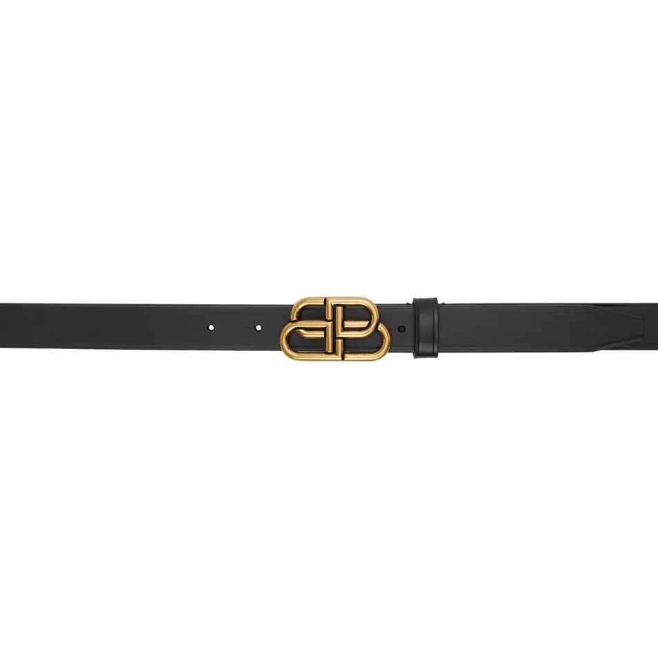 Balenciaga Black Thin BB Belt