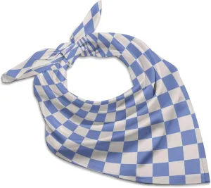 Bandanas for Women Men - Sky Blue White Plaid Silk Bandana Headband Handkerchiefs Face Mask Scarf