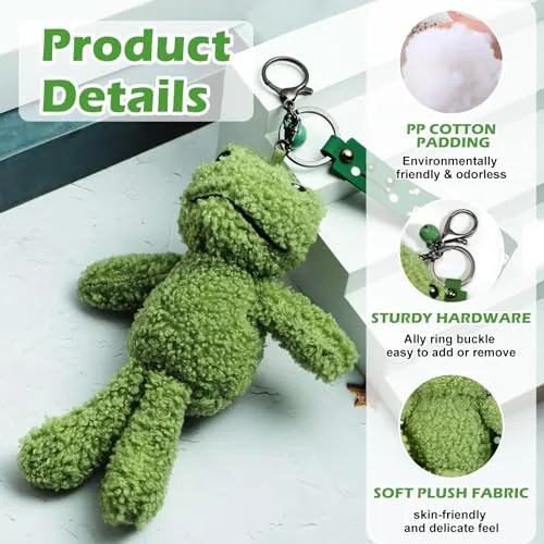 BAOPLAYKIDS Cute Keychain Frog Plush Keychain Accessories Kawaii Doll Keychains for Backpacks, Bags, Purse, Phone, Car Key Ring, Birthday Christmas Valentines Day Gifts for Women Men