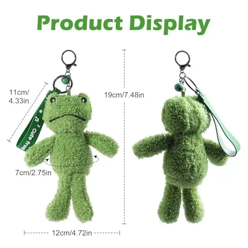 BAOPLAYKIDS Cute Keychain Frog Plush Keychain Accessories Kawaii Doll Keychains for Backpacks, Bags, Purse, Phone, Car Key Ring, Birthday Christmas Valentines Day Gifts for Women Men