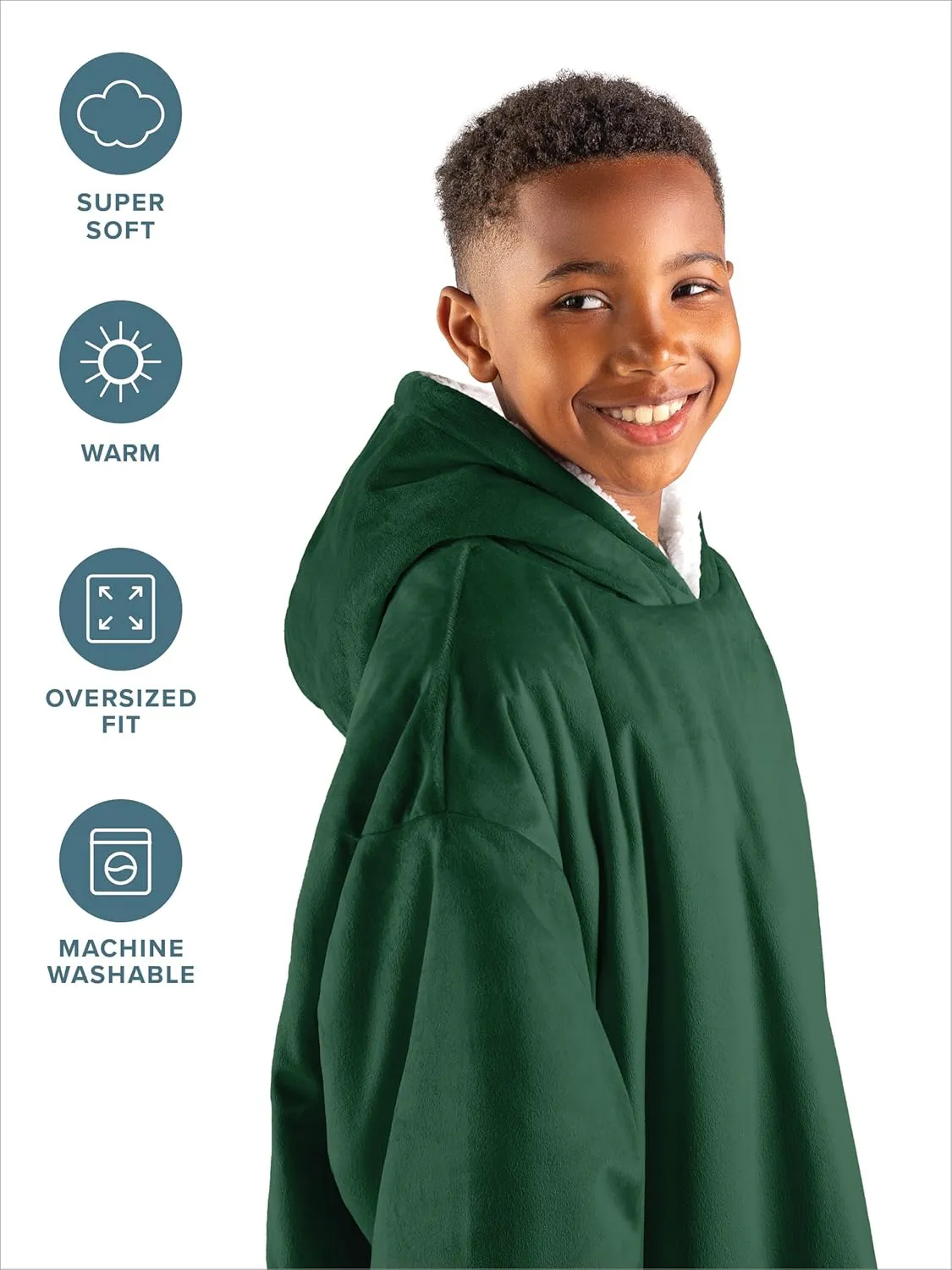 Bare Home Wearable Blanket B-Cozy Hoodie - Soft Plush Sherpa - Warm and Cozy - Oversized Wearable Blanket - Adult & Kid Sizes