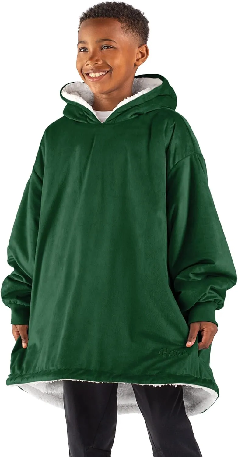 Bare Home Wearable Blanket B-Cozy Hoodie - Soft Plush Sherpa - Warm and Cozy - Oversized Wearable Blanket - Adult & Kid Sizes