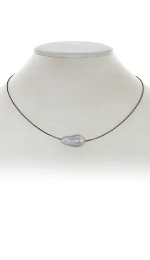 Baroque Pearl Choker Necklace - Grey