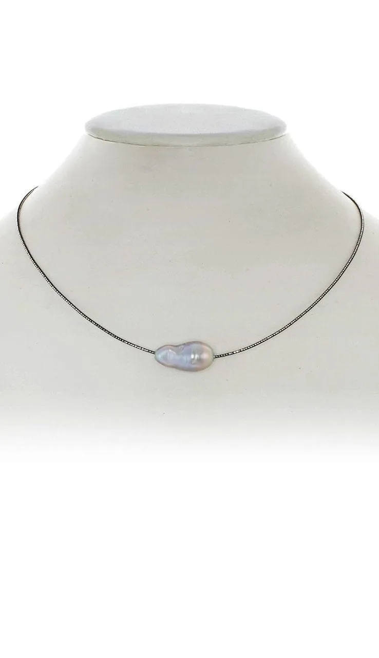 Baroque Pearl Choker Necklace - Grey