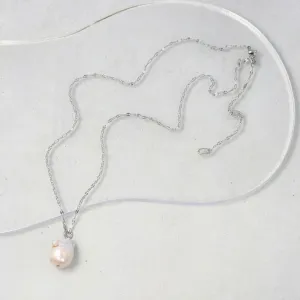 Baroque Pearl Silver Tone Chain Necklace