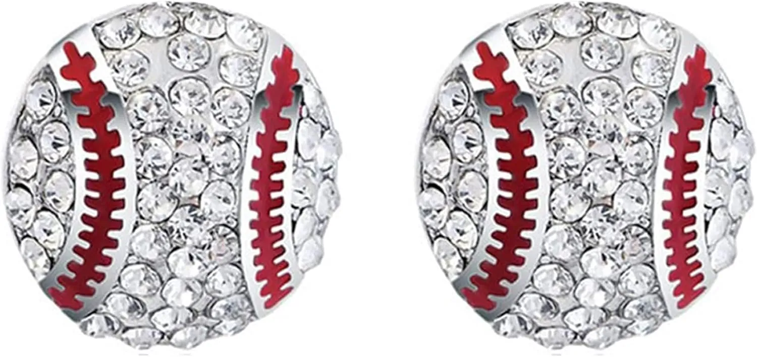 Baseball Earrings for Women Leather Softball Earrings Baseball Stud Earrings for Women Baseball Mom Earrings Baseball Jewelry for Sport Ball Fans Player Accessories