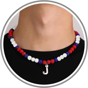 Baseball Necklaces Initial Necklace Baseball Coach Gifts Beaded Adjustable Letter A-Z Bling Baseball Necklace Rhinestone Baseball Accessories Stocking Stuffers for Teens Christmas Jewelry