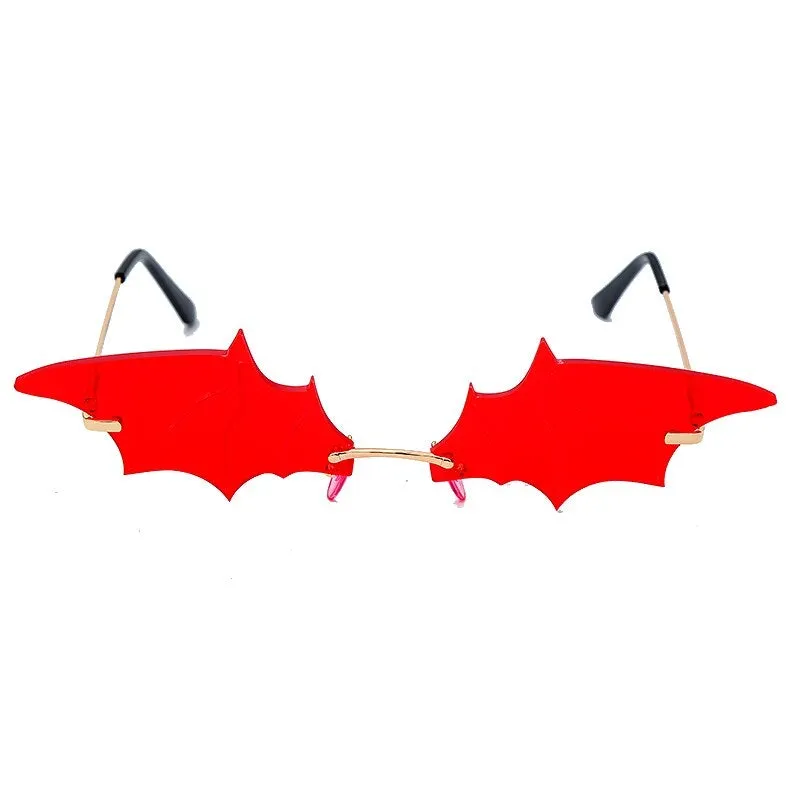 Batwing Steampunk Vintage Rimless Retro Cat Eye Sunglasses